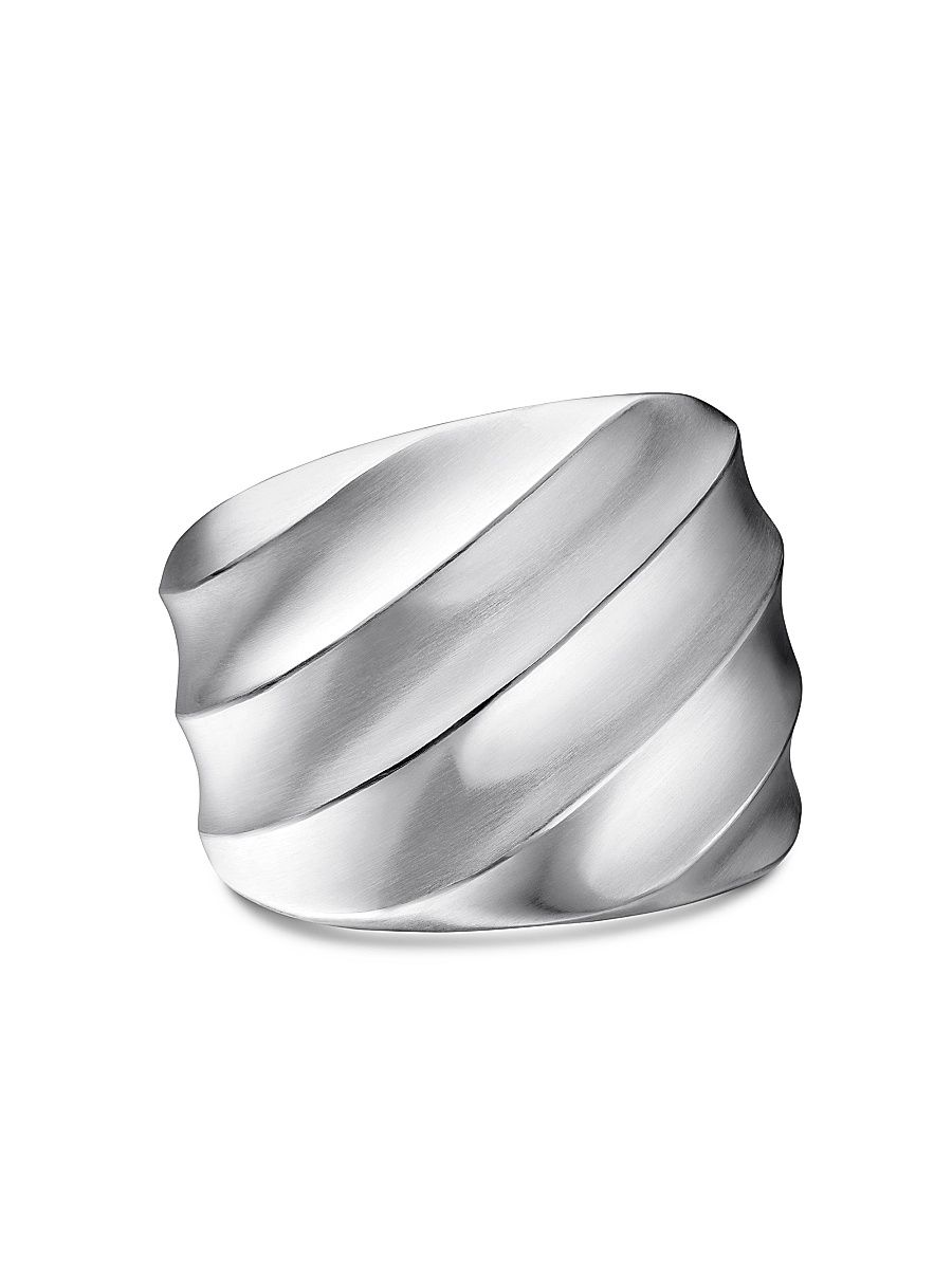 Women's Cable Edge Saddle Ring in Sterling Silver, 18.8mm - Sterling Silver - Size 7