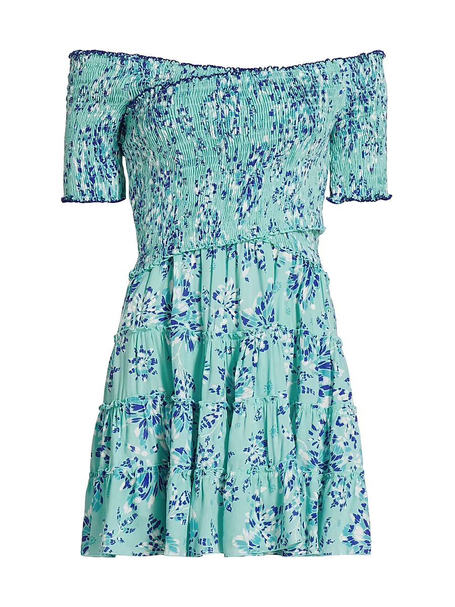 Women's Soledad Floral Smocked Minidress - Sky Pivoine - Size XS