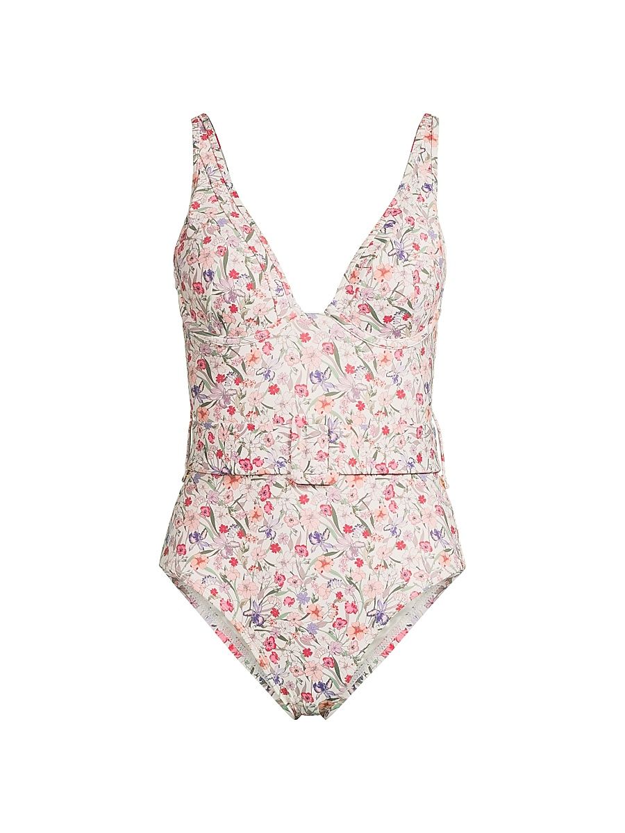 Women's Roxy One-Piece Swimsuit - White Tropical Garden - Size XS