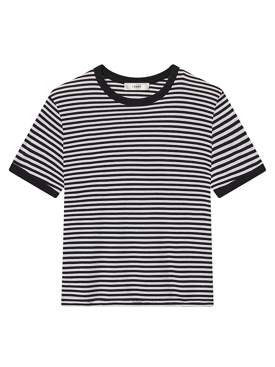 Women's The Ringer Baby Striped Supima Cotton T-Shirt - Black Multi - Size Large