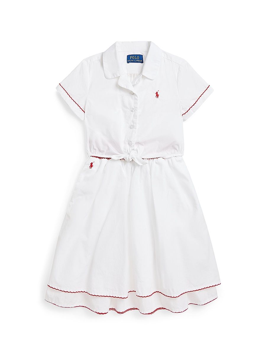 Little Girl's & Girl's Poplin Shirt & Skirt Set - White - Size 6
