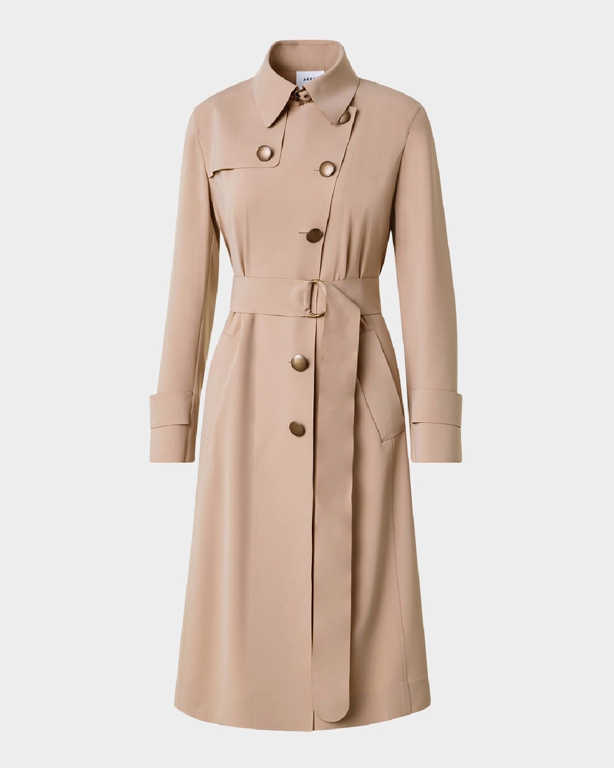 Techno Laser Cut Crepe Belted Trench Coat