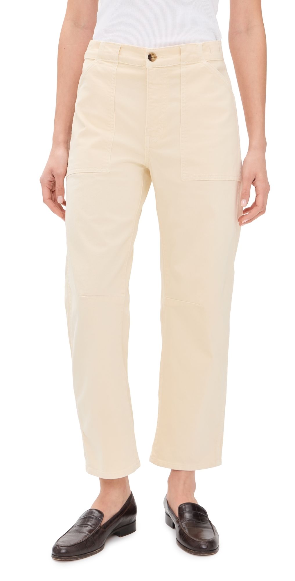 Madewell The Darted Barrel Leg Utility Pants Vanilla 27