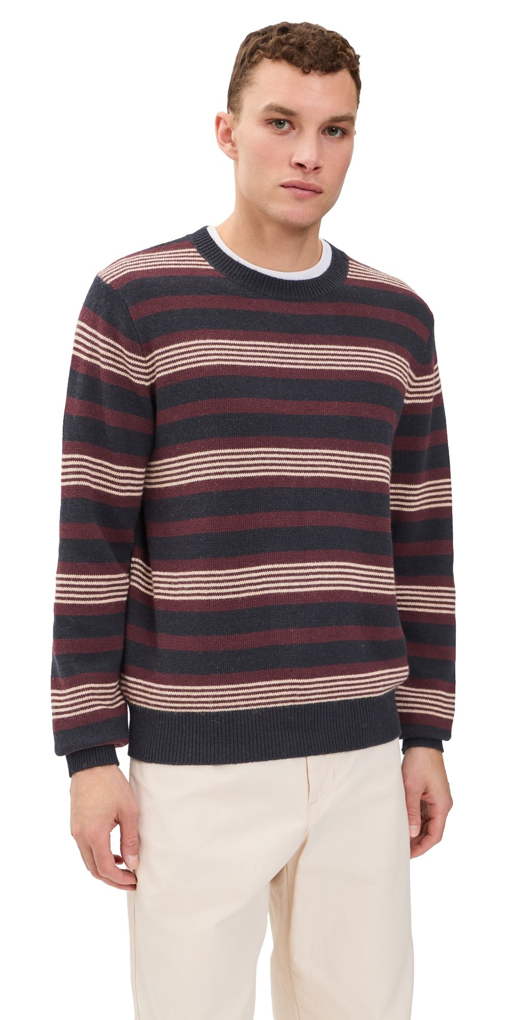 Madewell Frances Stripe Crew Sweater Obsidian Blue S