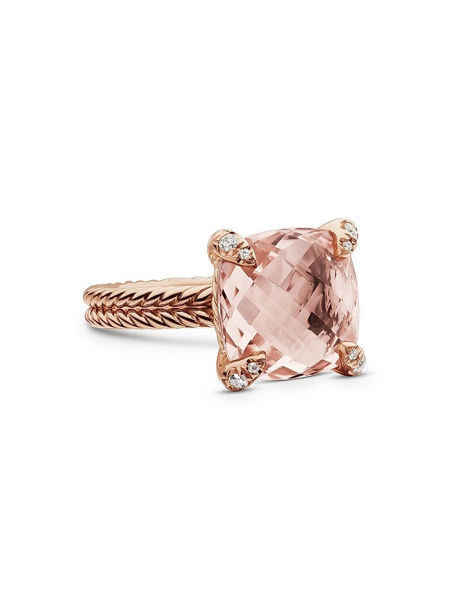 Women's Chatelaine Ring in 18K Rose Gold - Morganite - Size 4