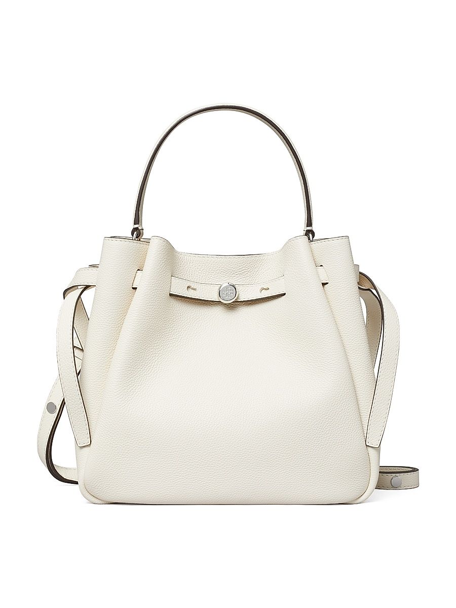 Women's Romy Pebbled Leather Bucket Bag - Light Cream