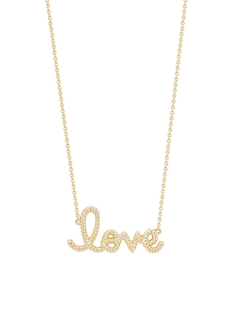 Women's Medium Love Script 14K Yellow Gold Rope Necklace - Gold