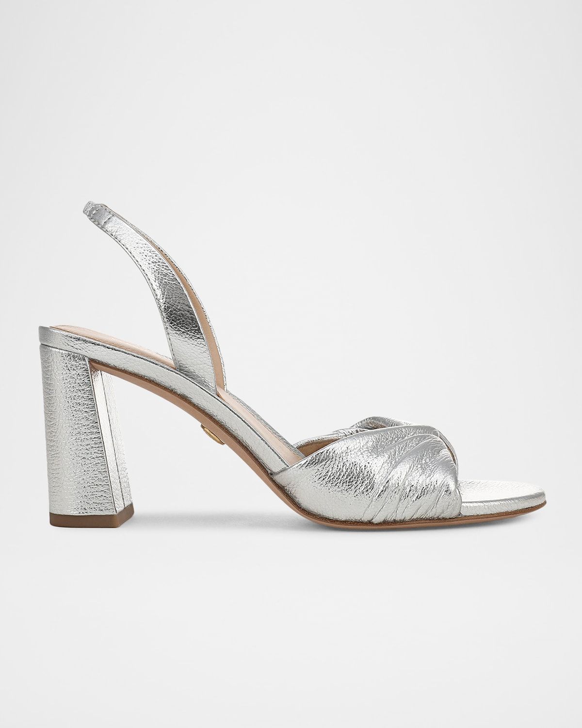 75mm Tullia Metallic Leather Block-Heel Sandals
