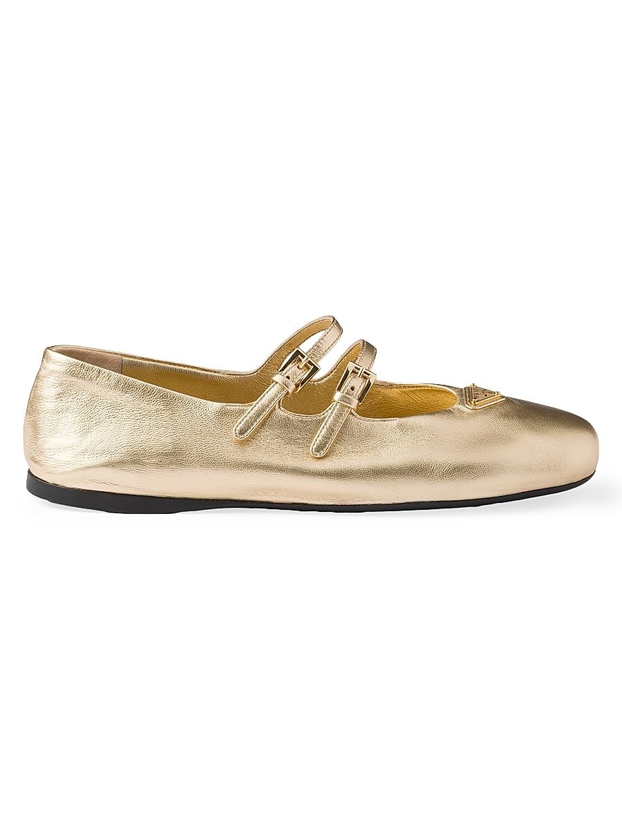 Women's Mordoré Nappa Leather Ballerinas - Golden - Size 11