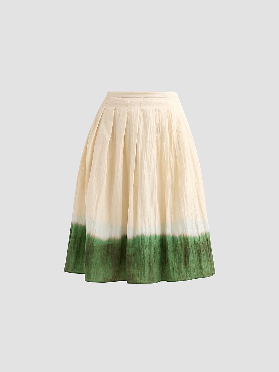 Women's Dip-Dye Pleated Skirt - Porcelain Herba - Size 0