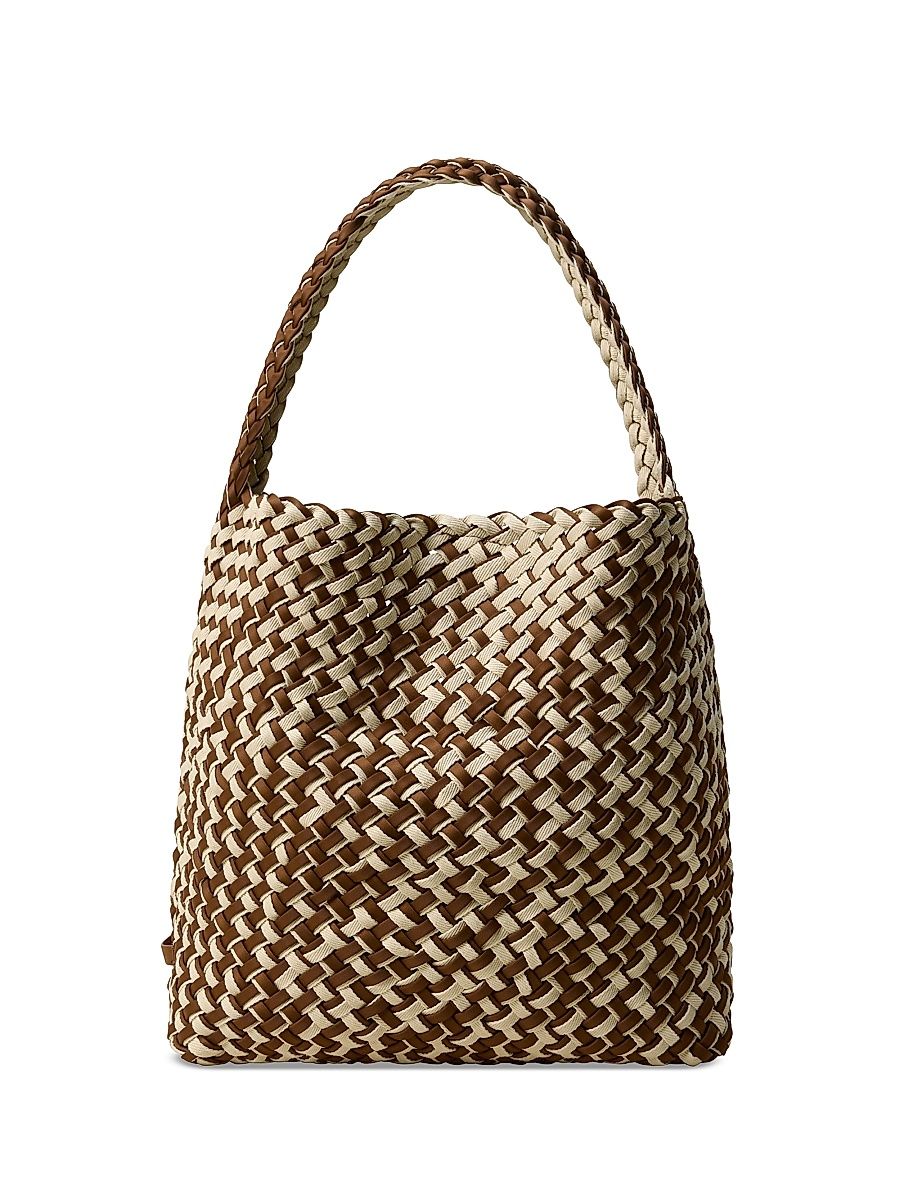 Women's Nomad Medium Double Weave Denim Hobo Shoulder Bag - Carmel