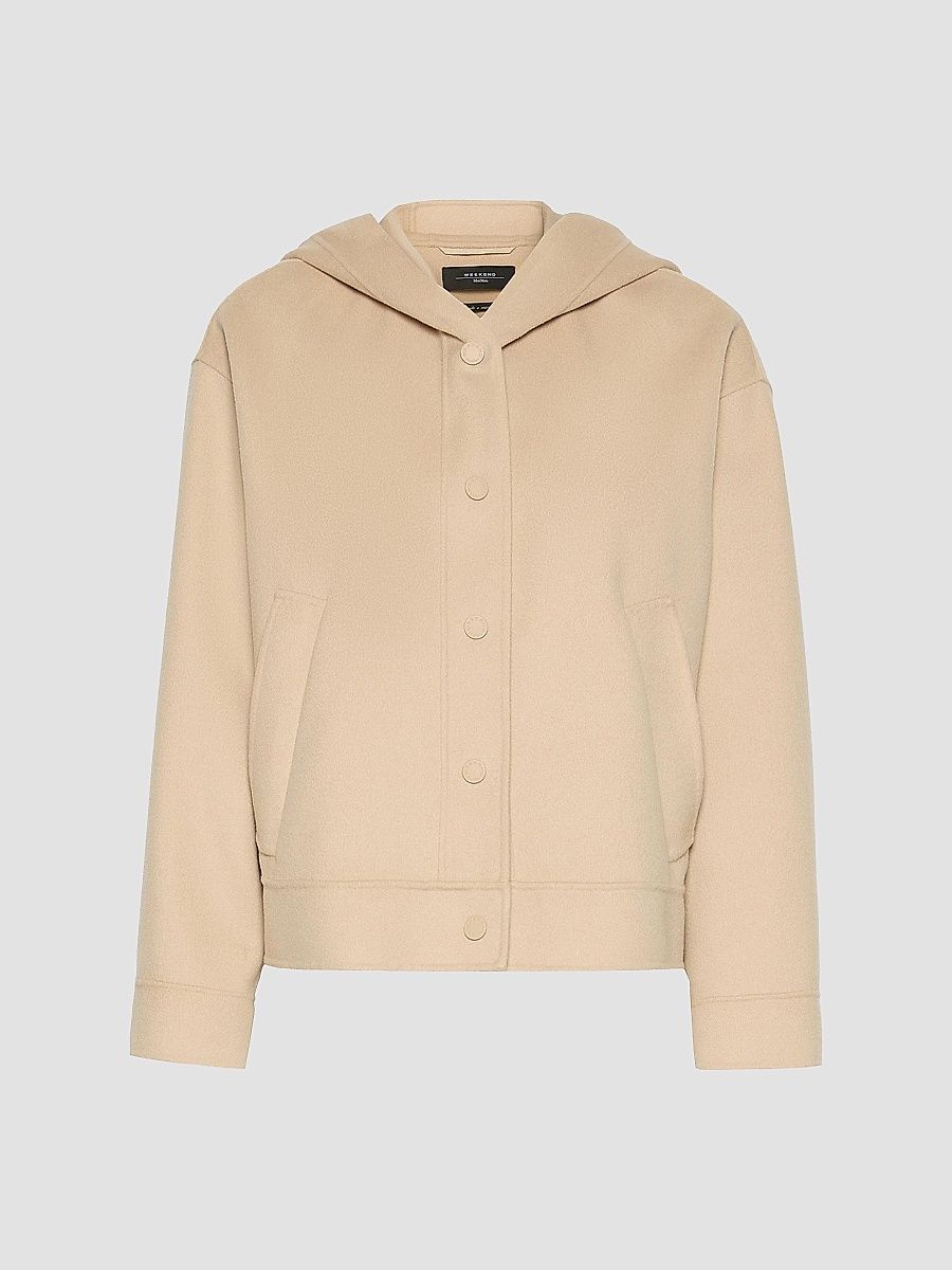 Women's Double Wool Hooded Jacket - Sand - Size 6