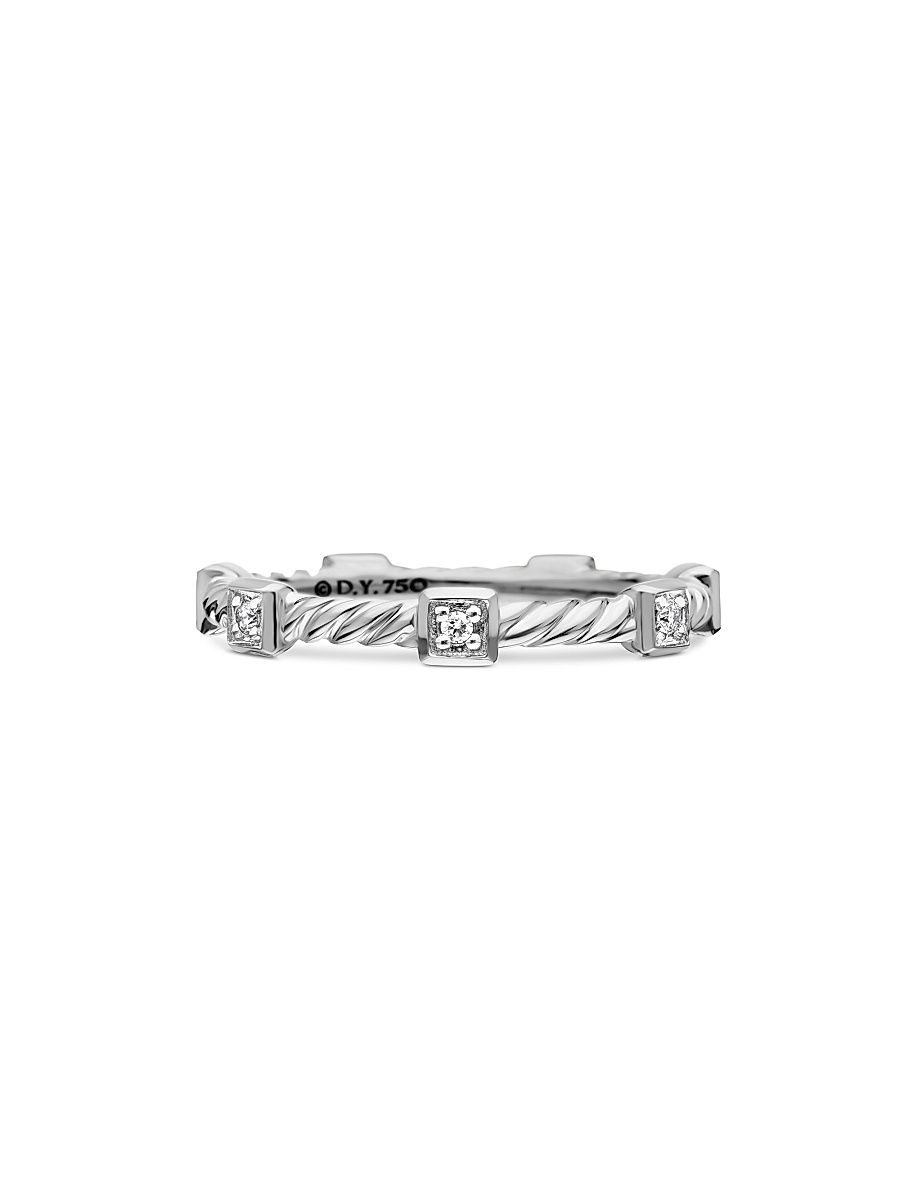 Women's Cable Collectibles Stations Stack Ring in 18K White Gold - White Gold - Size 7.5