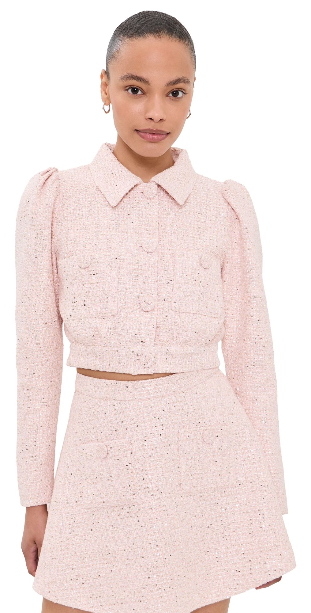 BARDOT Bennett Boucle Jacket Soft Pink 8
