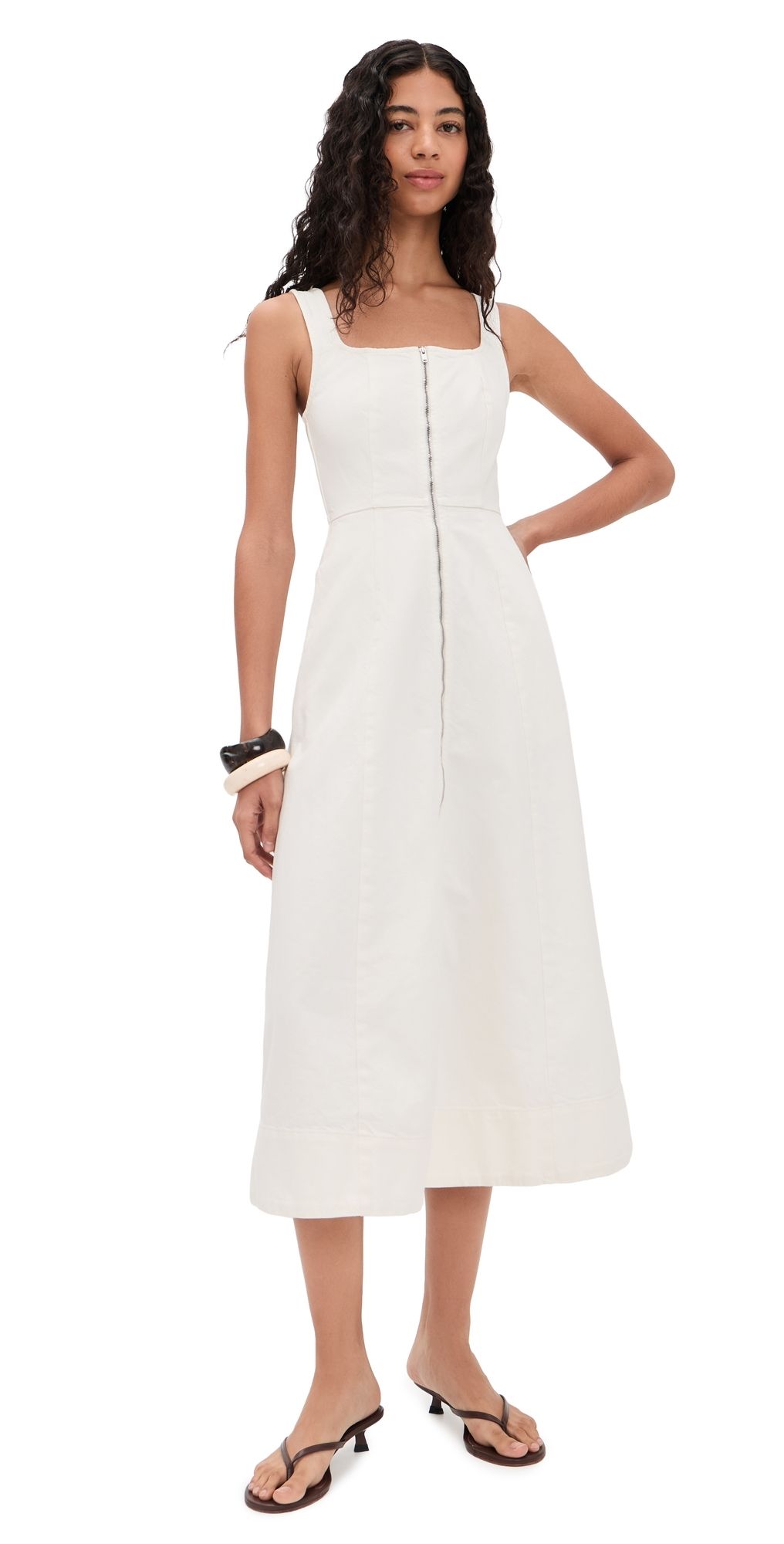 ALIGNE Paisley Denim Midi Dress Ecru 10