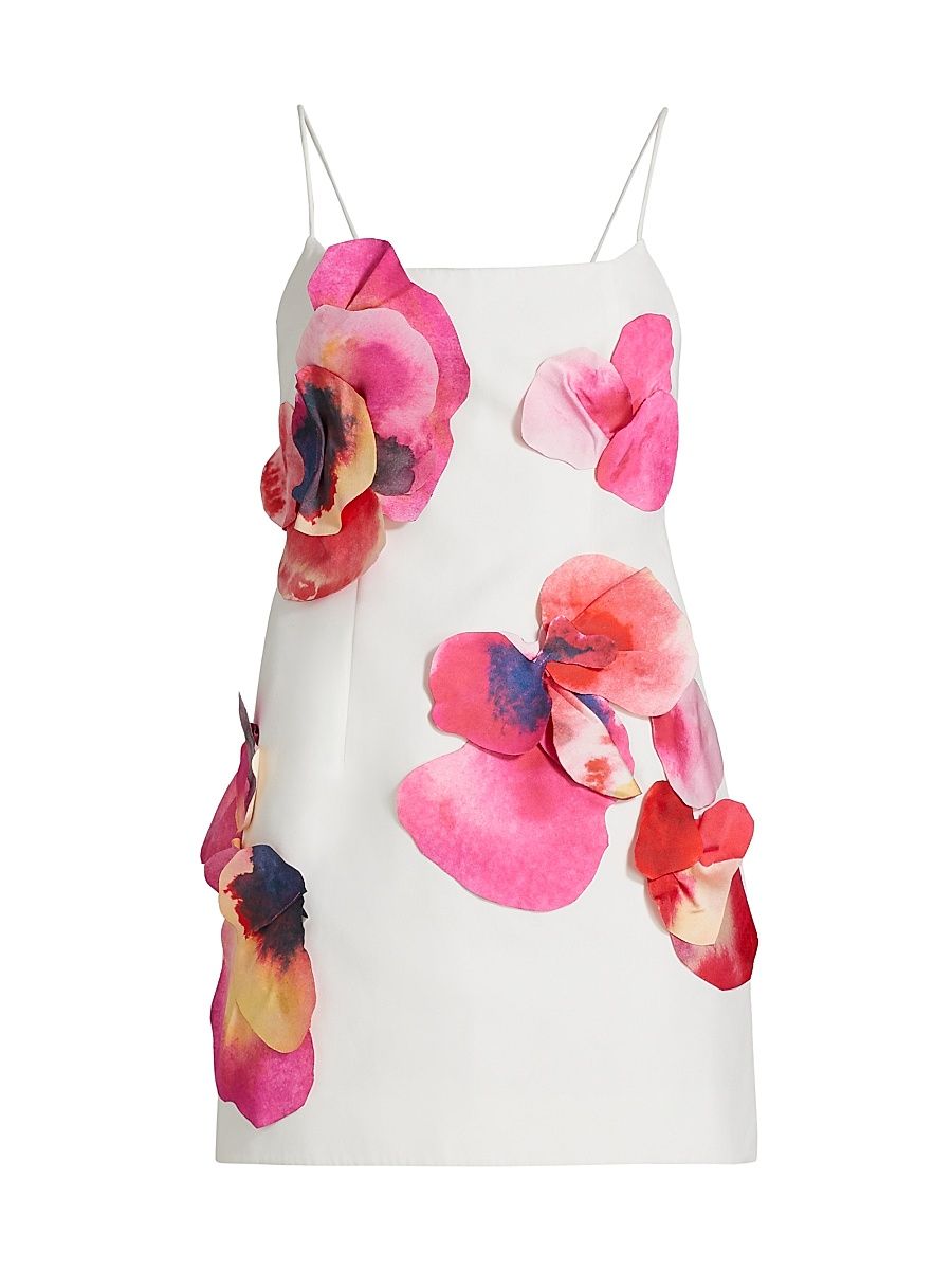 Women's Miltonrise 3D Petal Satin Minidress - Orchid Embrace - Size 10