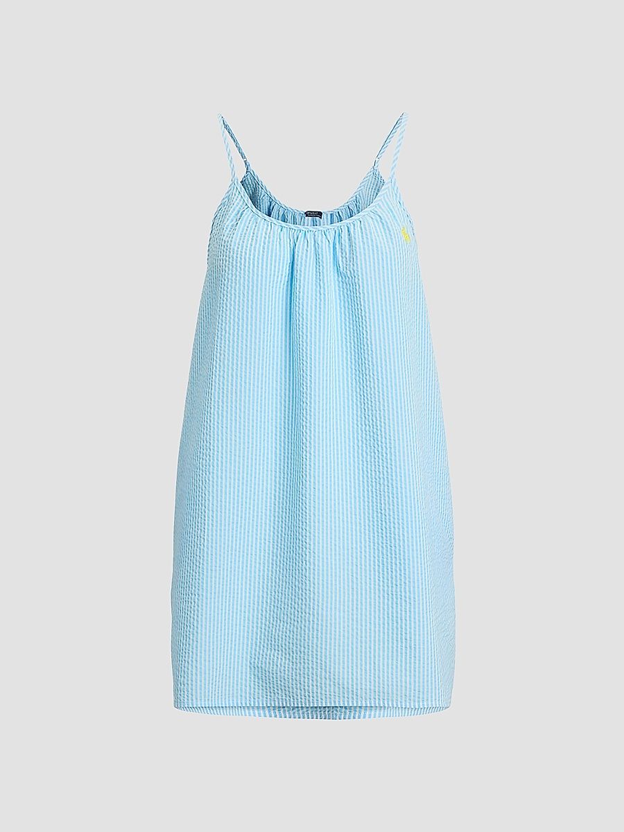 Polo Ralph Lauren Women's Scallop Seersucker Slip Dress - Baltic Sea - Size XS