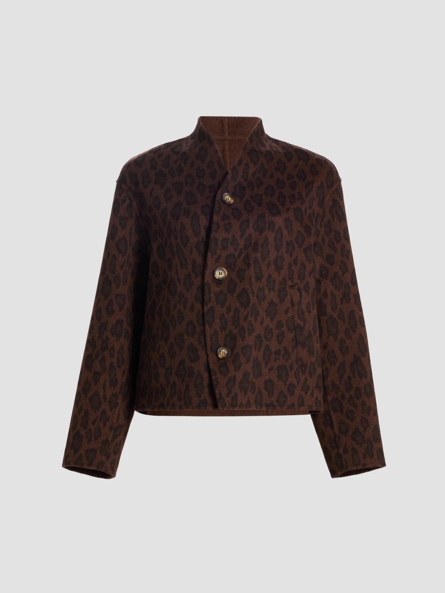 Lamarque Women's Hania Double-Face Wool-Blend Leopard Jacket - Leopard - Size XS