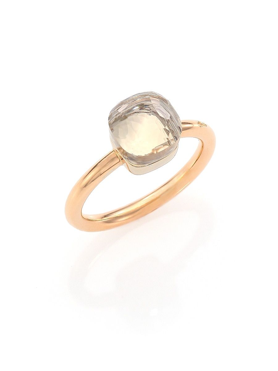 Women's Nudo 18K Rose Gold & White Topaz Petite Square Ring - Rose Gold - Size 6.25
