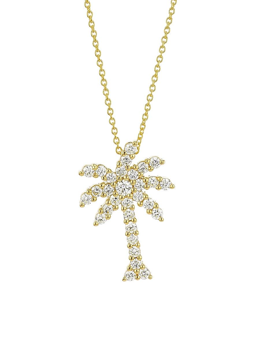 Women's Tiny Treasures 18K Gold & Diamond Palm Tree Necklace - Yellow Gold