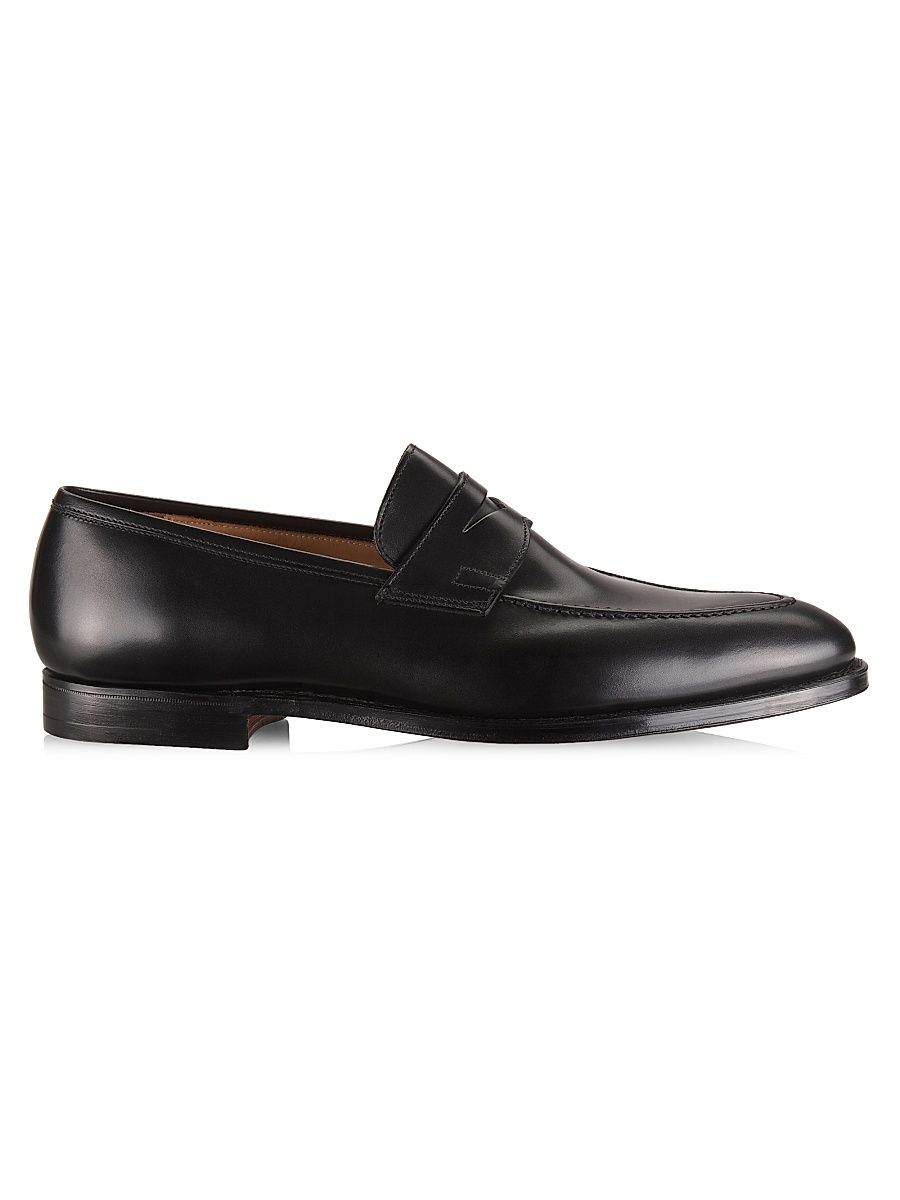 Men's Sydney Leather Penny Loafers - Black Calf - Size 13