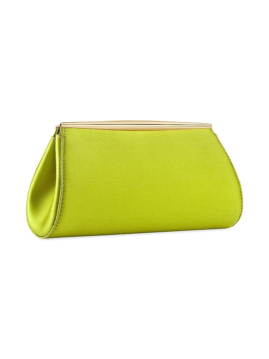 Women's Suzannah Clutch Satin with Gold Hardware - Chartreuse