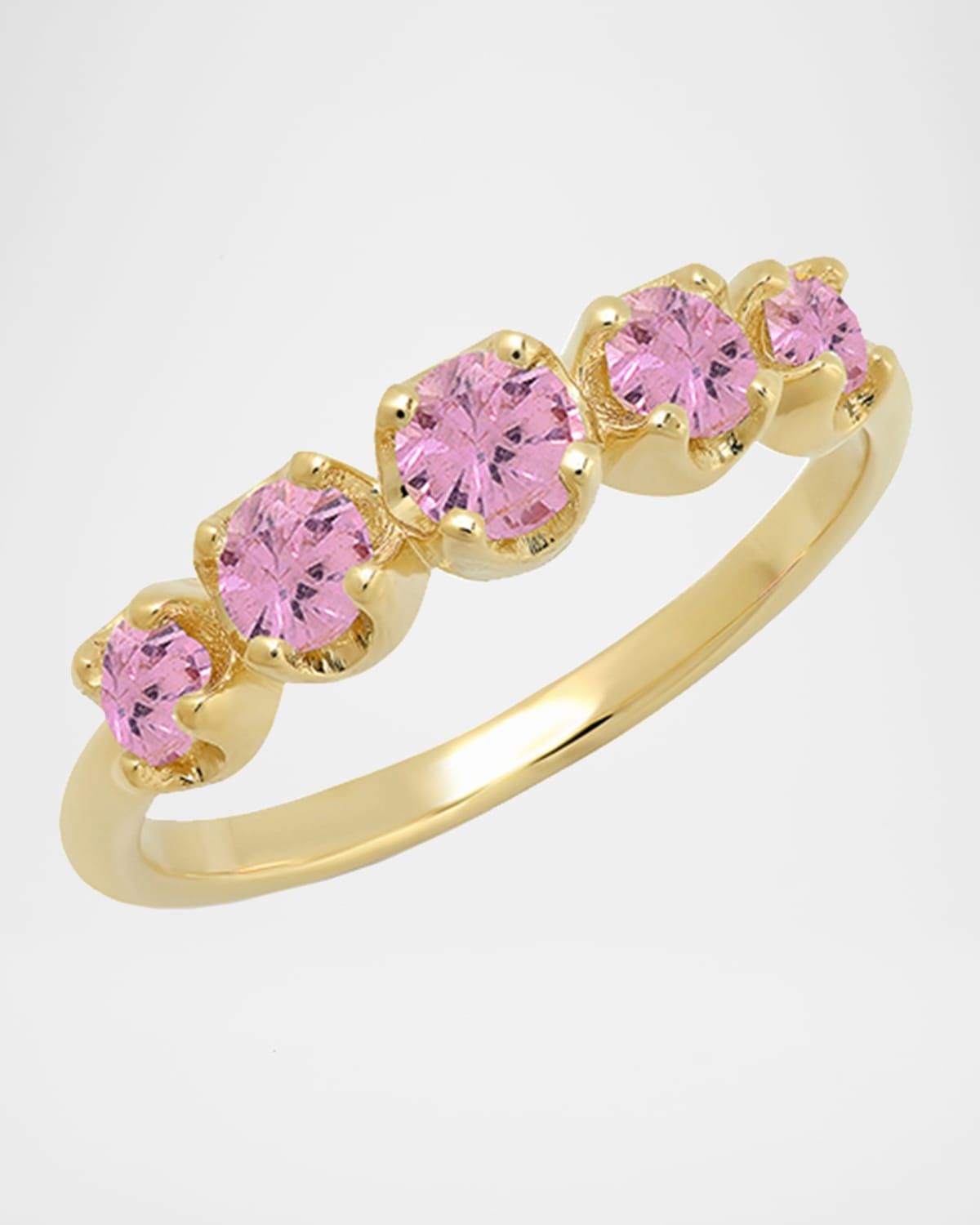 Graduated Stone Ring in Pink Sapphires, Size 6.5