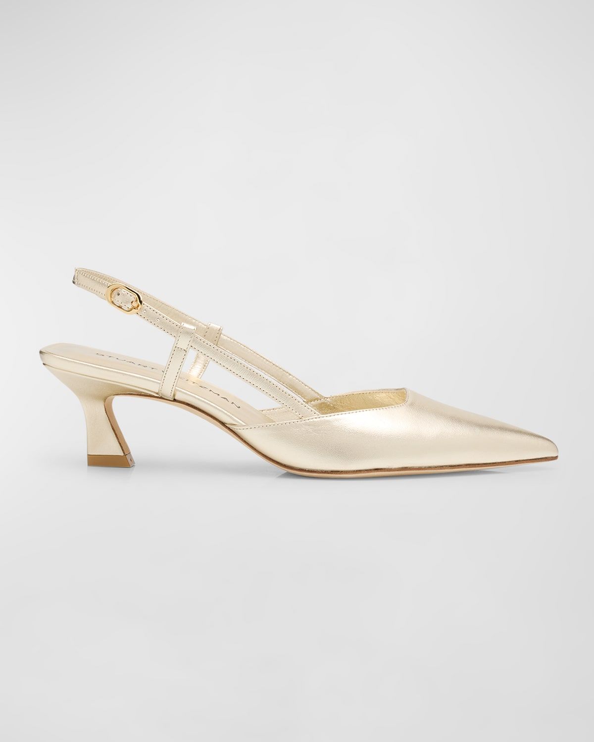 50mm Vinnie Metallic Leather Slingback Pumps