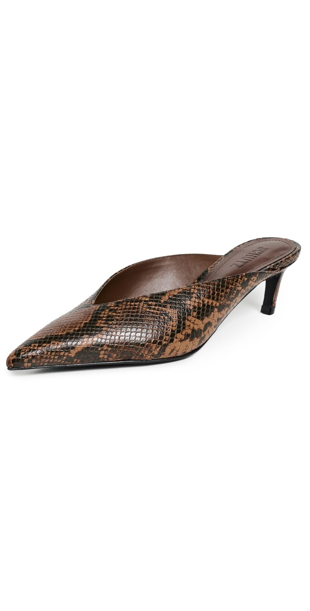 Schutz Loren Mid Mule Kitten Heels Pecan Brown 10