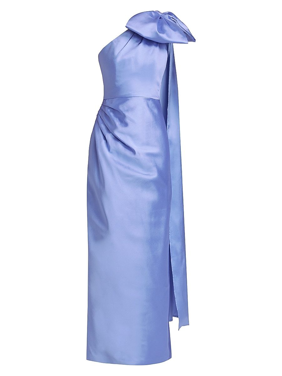 Women's Elara Silk-Wool One-Shoulder Column Gown - Silk And Wool Hydrangea Blue - Size 8