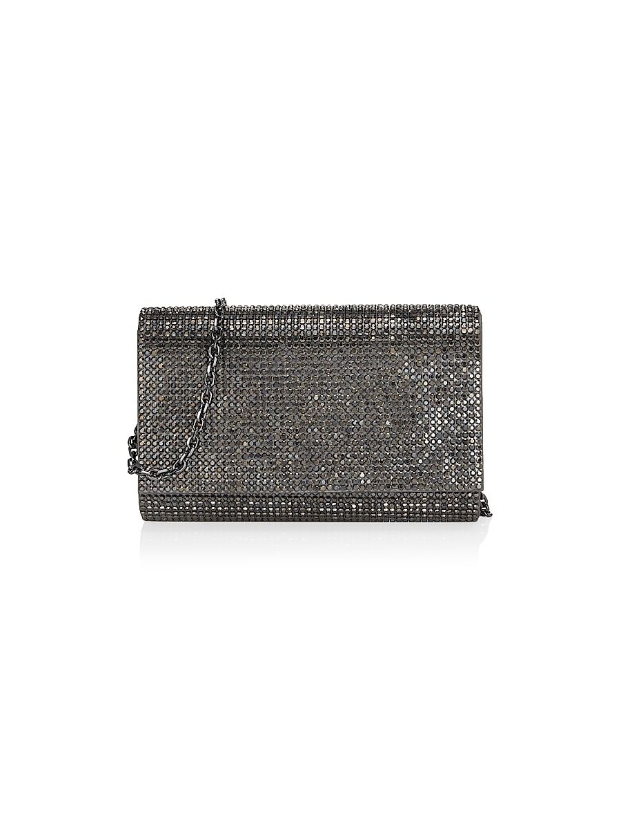 Women's Fizzy Crystal-Embellished Satin Clutch - Nero Jet