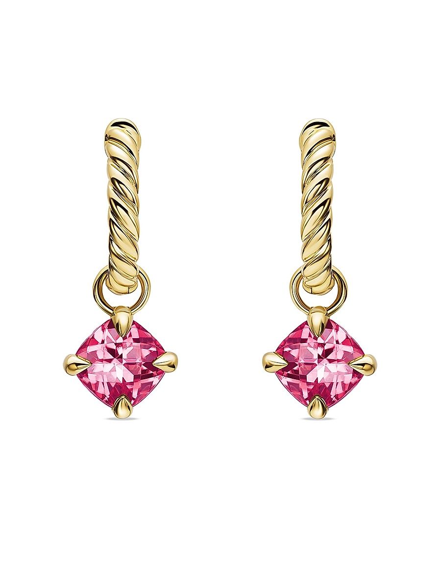 Women's Micro Chatelaine Drop Earrings in 18K Yellow Gold - Pink Tourmaline