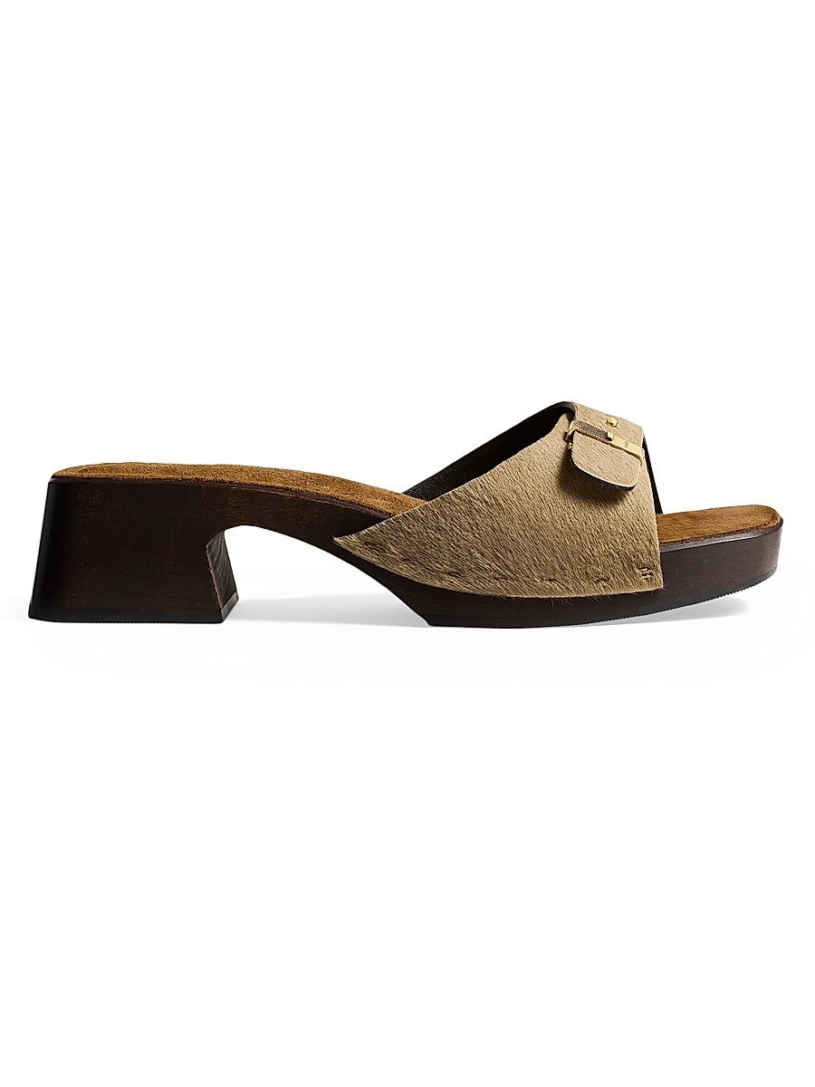 Women's Britt Buckle-Detail Calf Hair Sandals - Barley - Size 10
