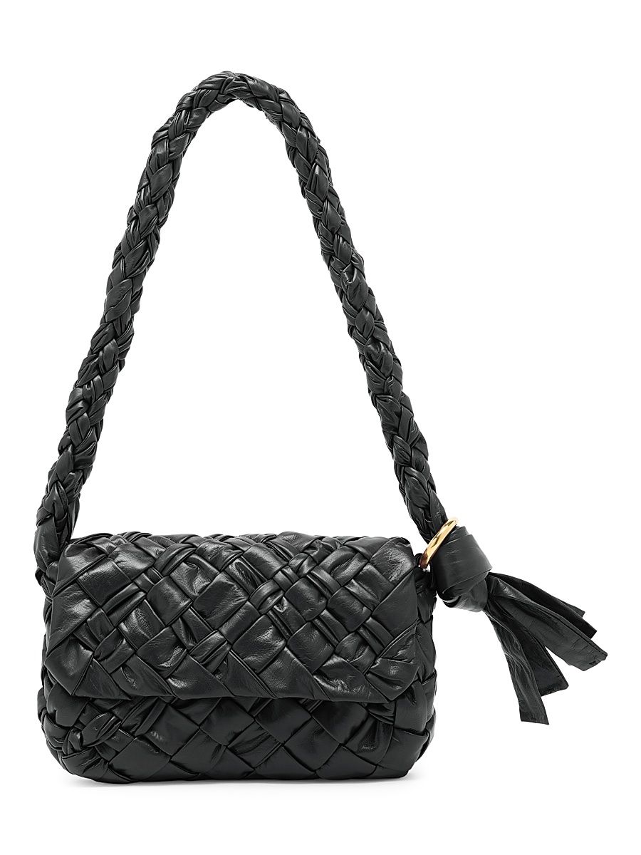 Women's Città Intrecciato Leather Shoulder Bag - Black