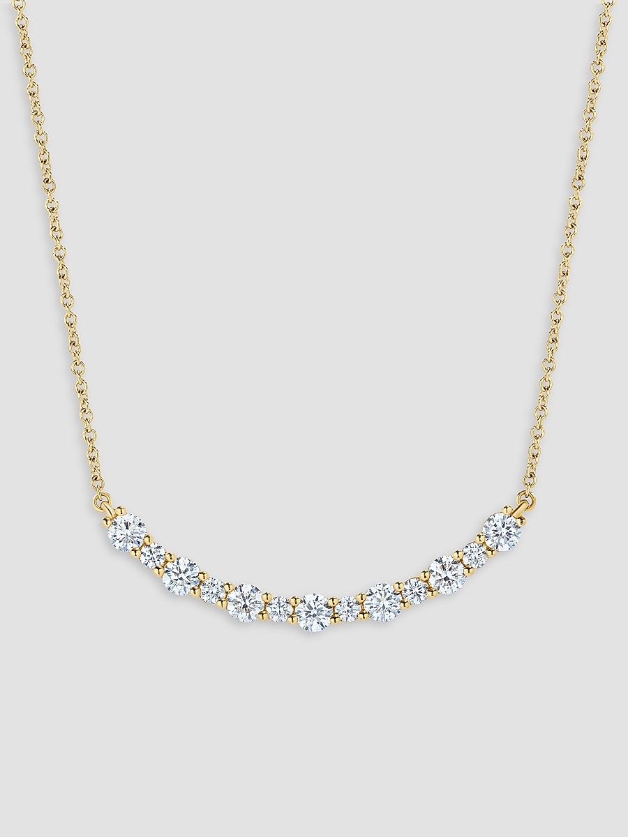 Women's 18K Yellow Gold & 1.35 TCW Diamond Curved Bar Pendant Necklace - Yellow Gold