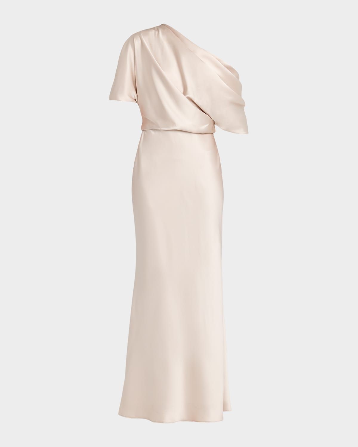 Draped Satin One-Shoulder Gown