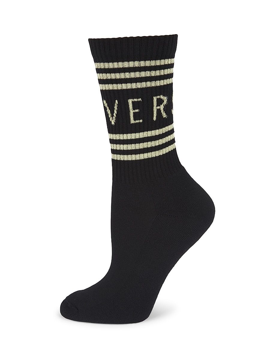 Women's Logo Crew Socks - Black Gold - Size Medium