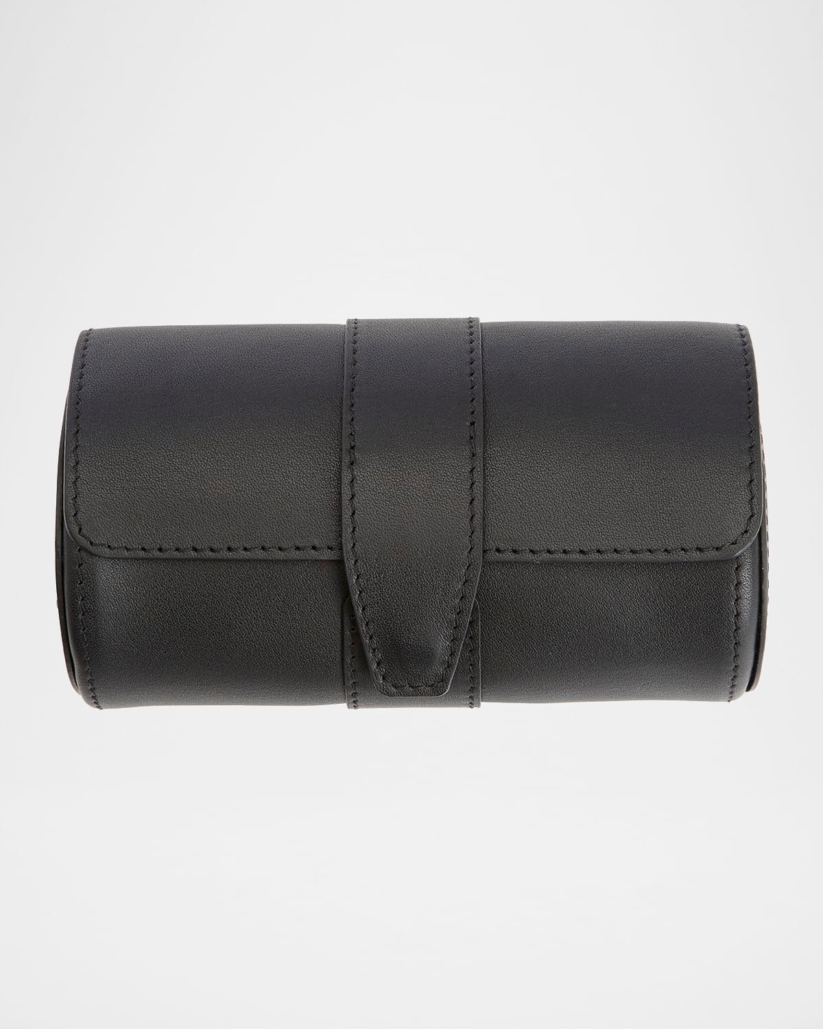 Personalized Suede-Lined Leather Double Watch Roll