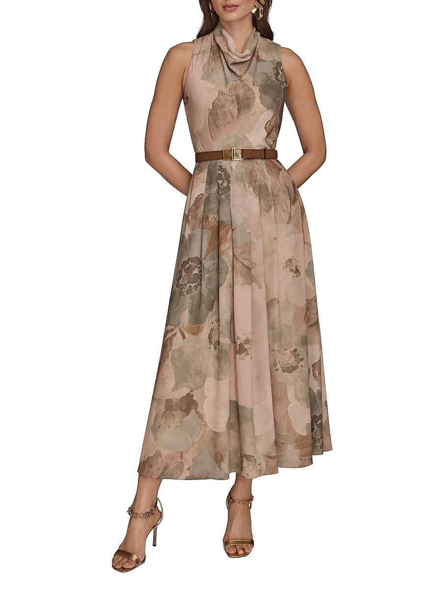 Women's Floral A-Line Tea-Length Dress - Cameo Rose Multi - Size 4