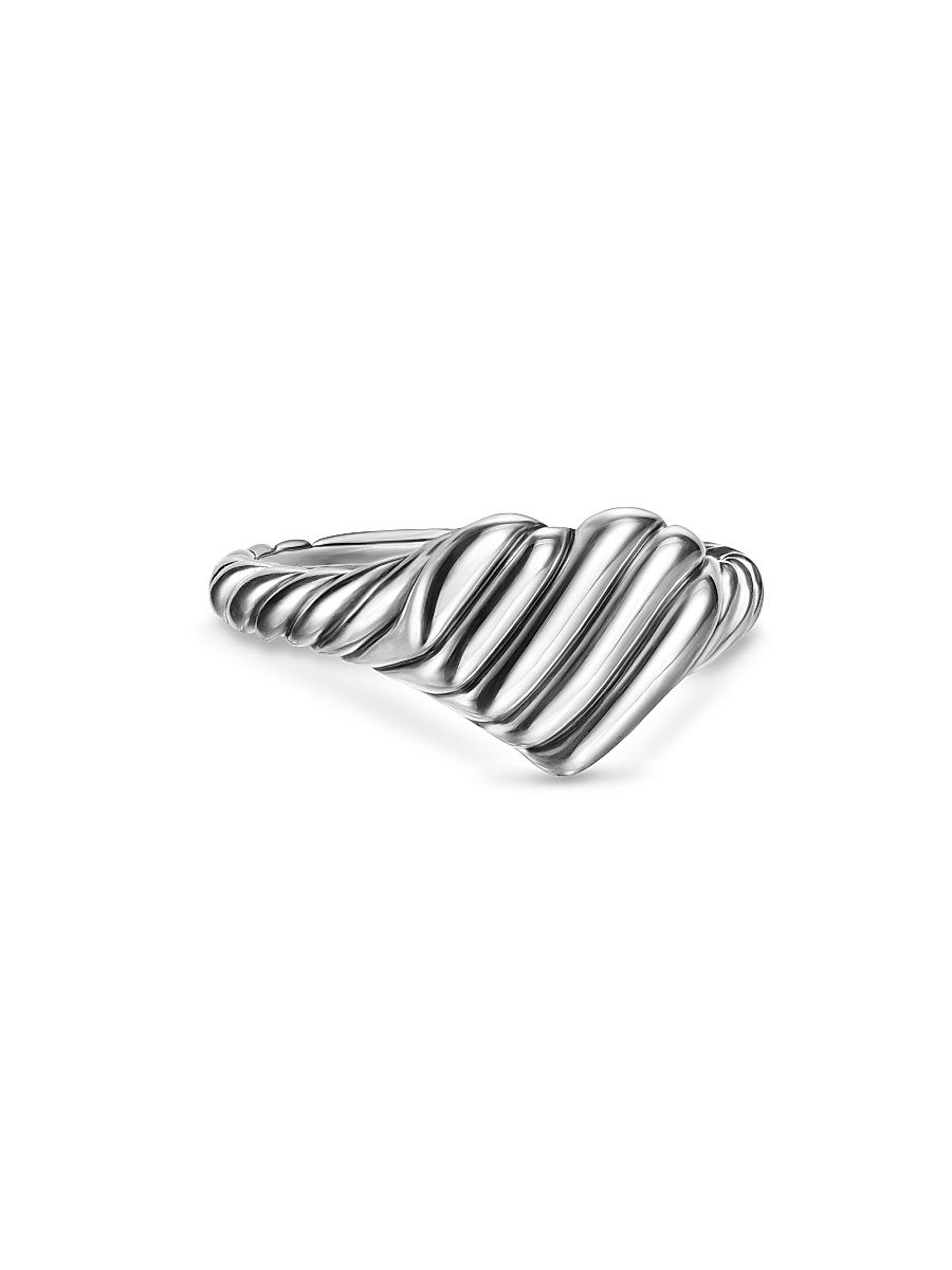 Women's Sculpted Cable Heart Pinky Ring in Sterling Silver, 9MM - Silver - Size 4
