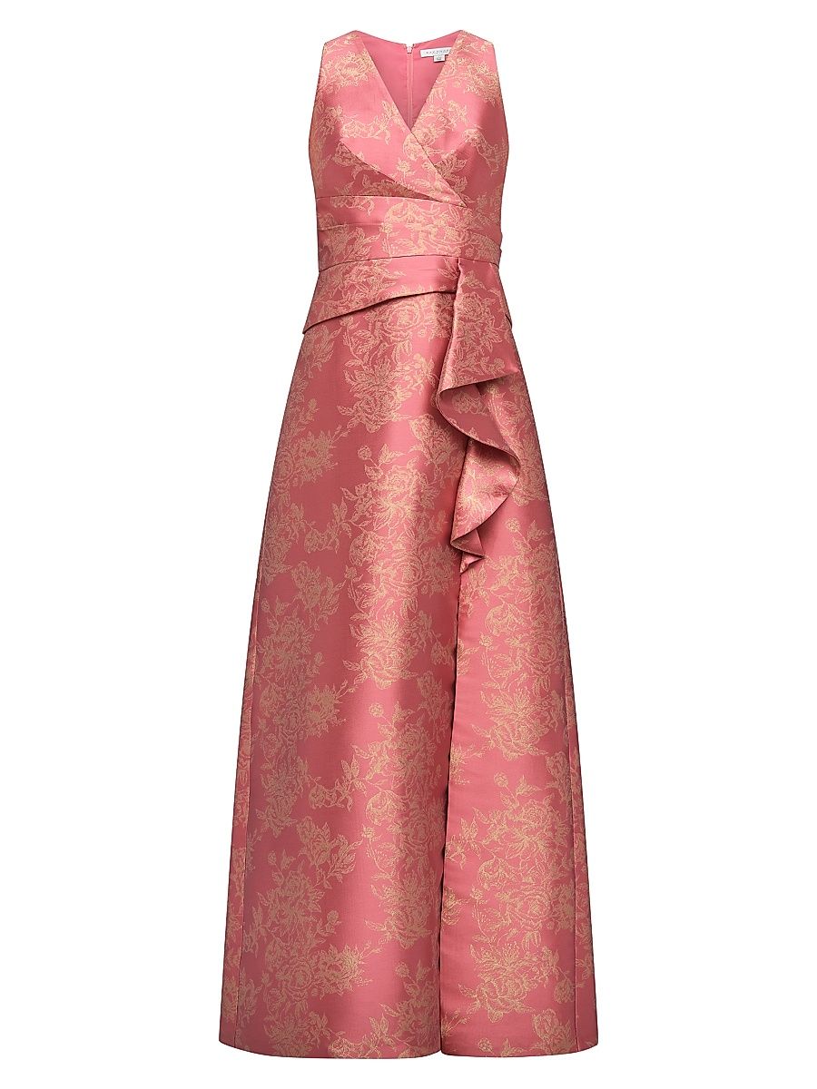 Women's Rhianna Metallic Jacquard A-Line Gown - Antique Rose - Size 18
