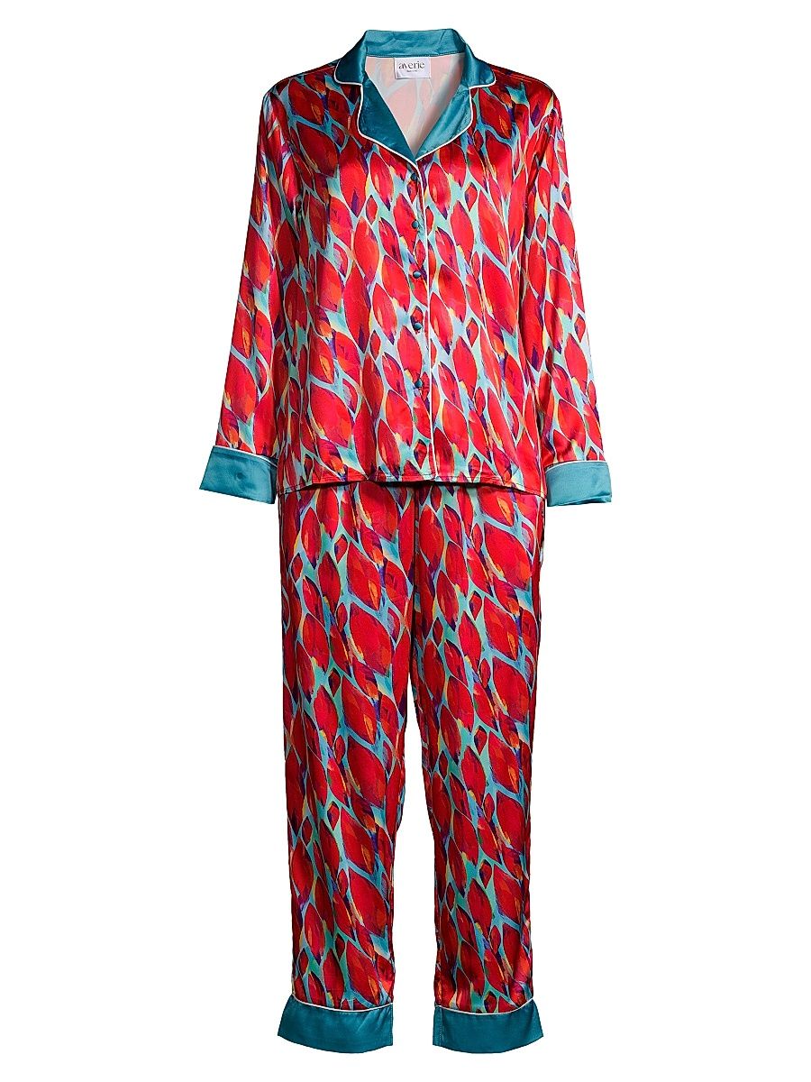 Women's Margot Long Pajama Set - Red Multi - Size Medium
