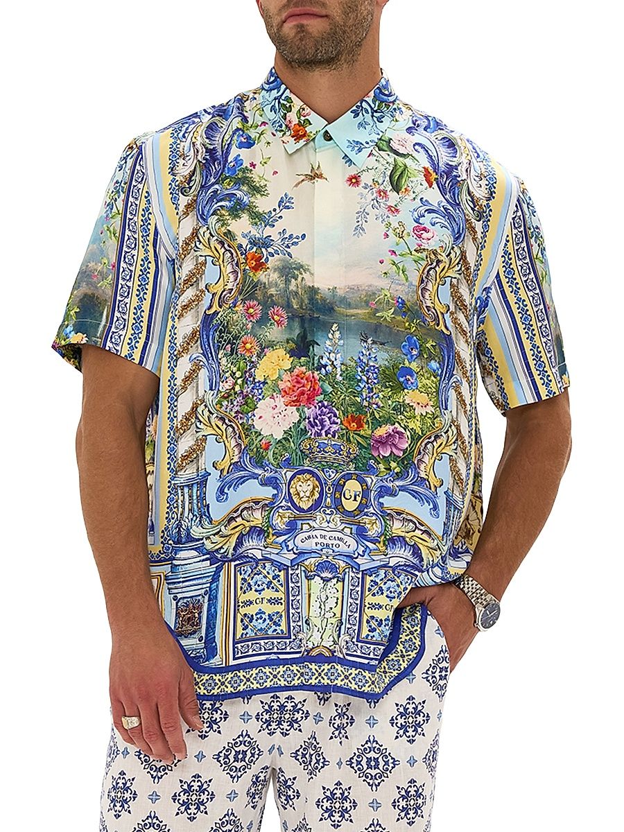 Men's Wall to Wall Wonders Oversized Silk Shirt - Wall To Wall Wonders - Size Medium