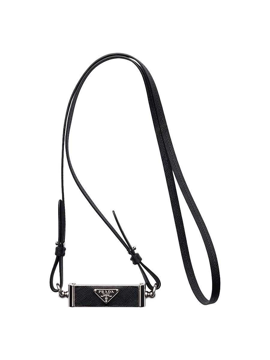 Women's Metal and Saffiano Leather Smartphone Case - Black