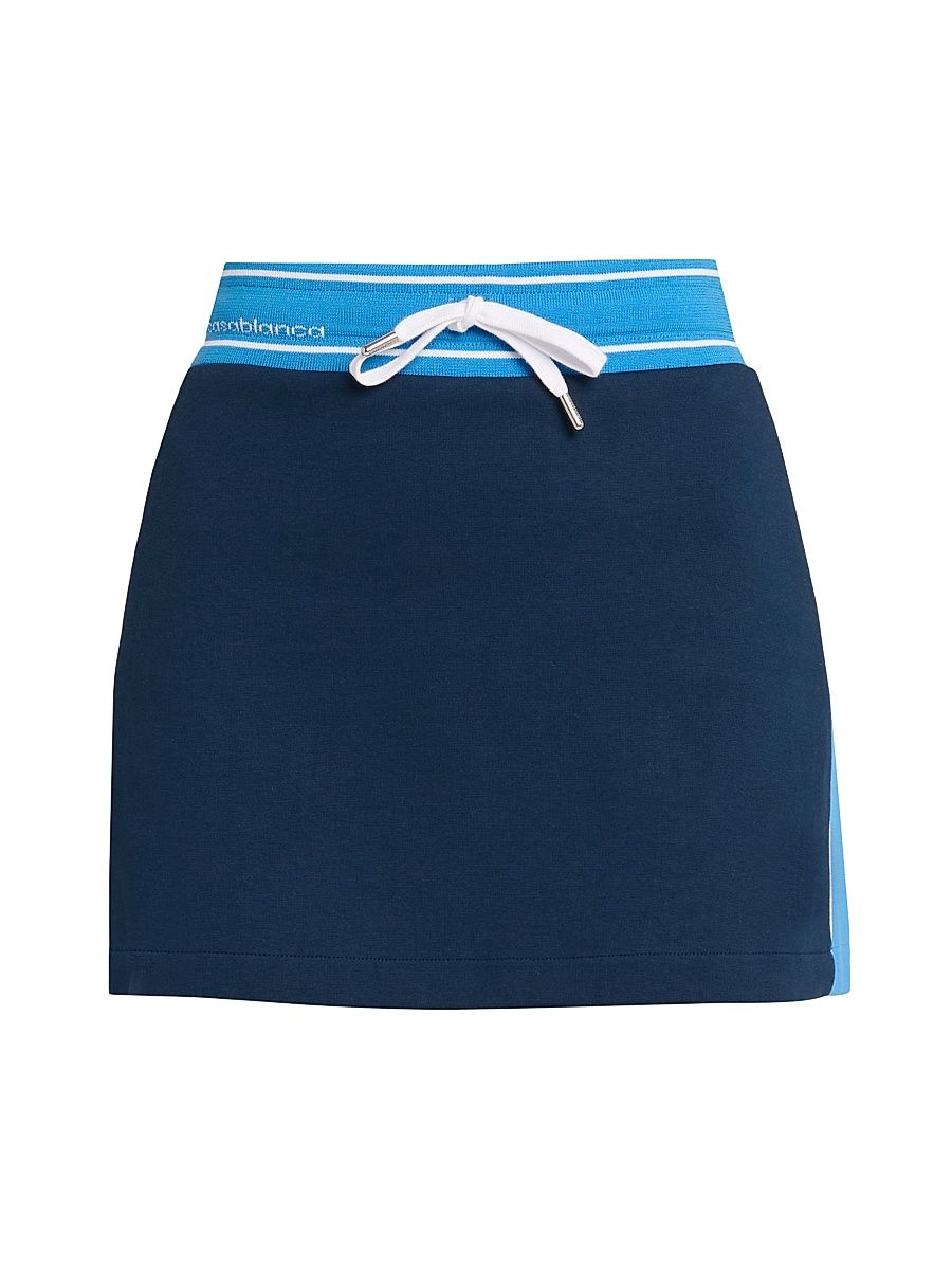 Women's Striped Stretch-Cotton Miniskirt - Navy - Size XL