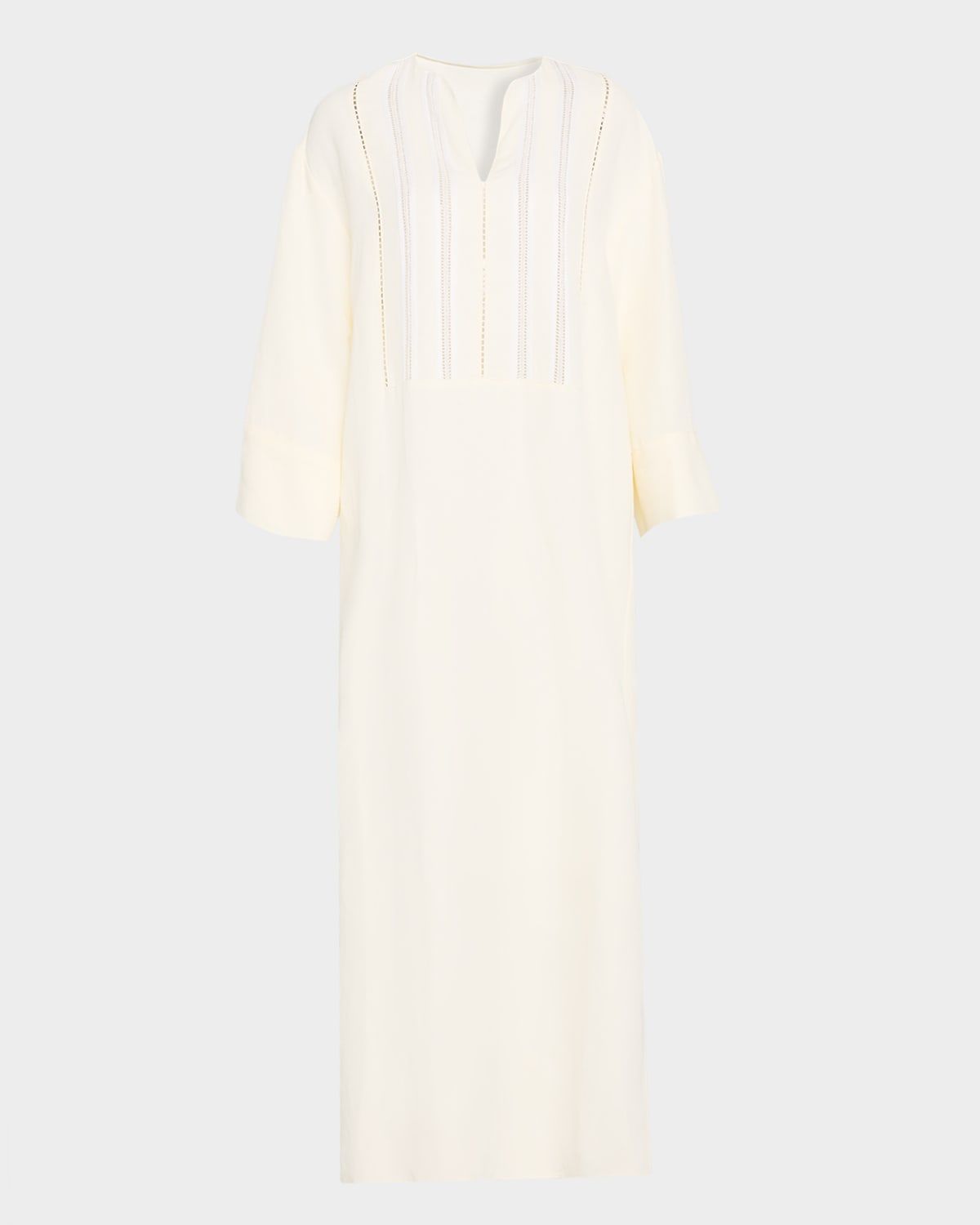 Embroidered Viscose-Linen Tunic Midi Dress