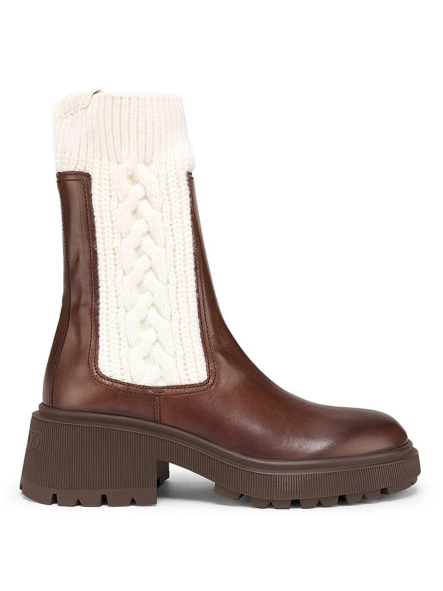 Women's Tamia 70MM Leather Boots - Chocolate Latte - Size 9