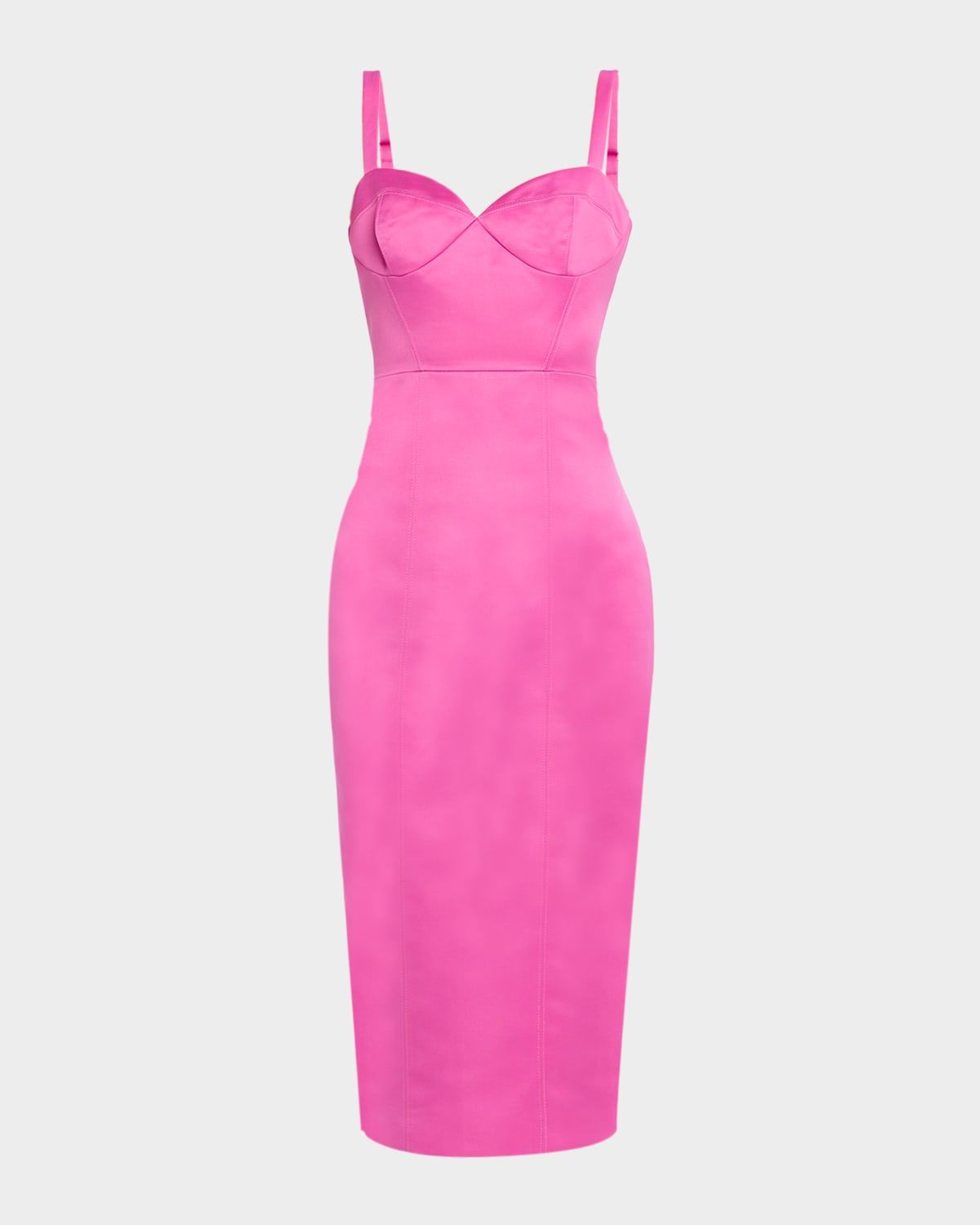 Solene Bustier Sculpted Satin Midi Dress