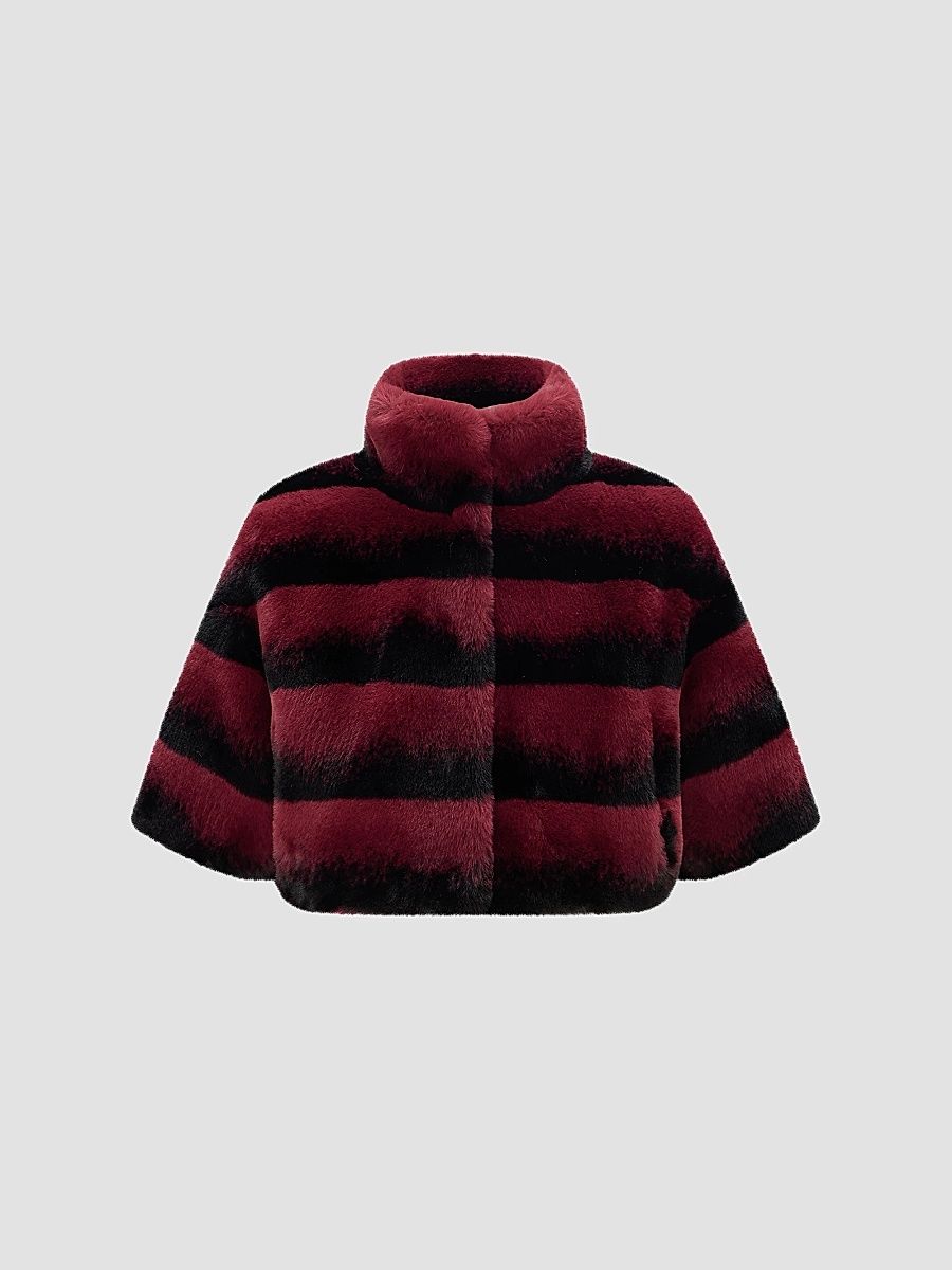 Lyla Grant Women's Faux Fur Chinchilla Bolero Coat - Burgundy Chinch - Size Small