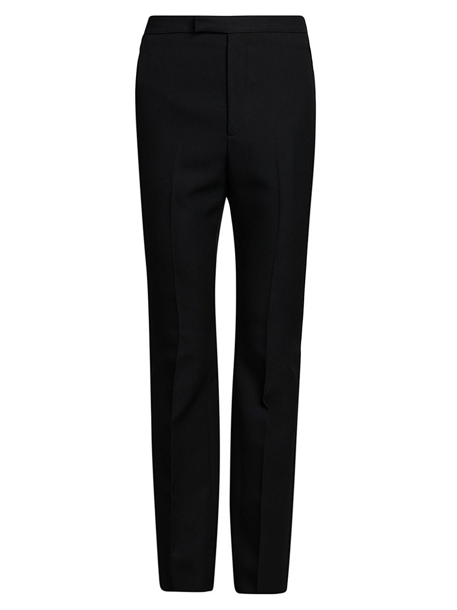 Men's Wool Slim Bootcut Trousers - Black - Size 38